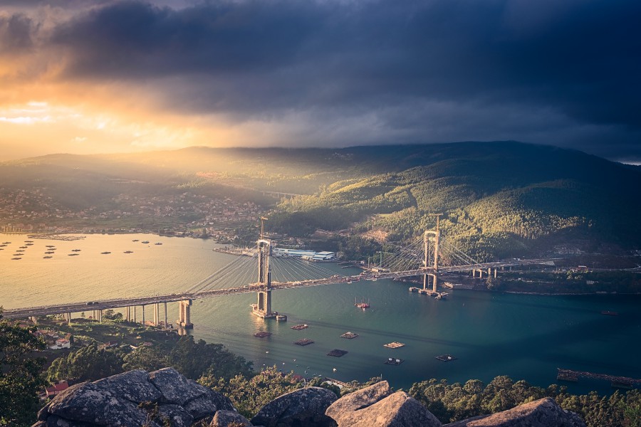 Puente de Rande al atardecer